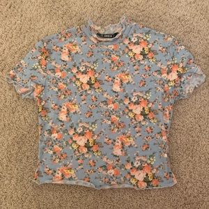 SHEIN Blue Floral T Shirt